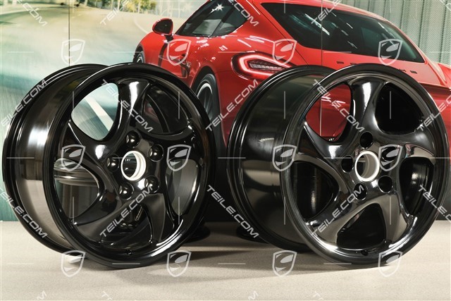 18-inch Turbo Look I wheel set, 7,5J x 18 ET50 + 10J x 18 ET65, black high gloss
