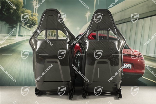 Bucket seats, collapsible, leather/Alcantara black, seam in silver, with logo GT3, set, L+R