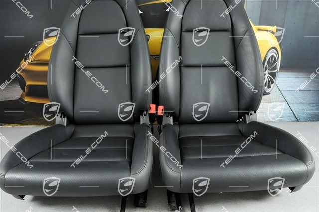 Seats, manual adjustment, heated, leather/leatherette, black, set (L+R)