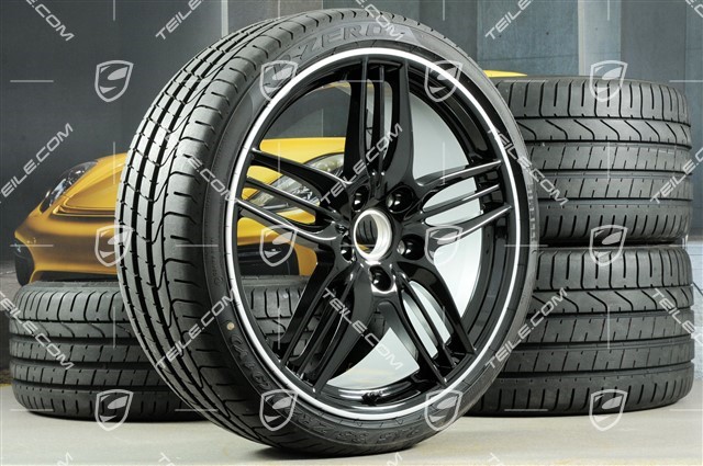 20-inch SportDesign summer wheel set, Black - exlusive 911  8,5J x 20 ET51 + 11J x 20 ET70, tyres 245/35 ZR20 + 295/30 ZR20, with TPM