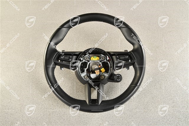 Sports multifunction steering wheel, 3-spoke, heated, Leather Black / Sport Chrono Package Plus