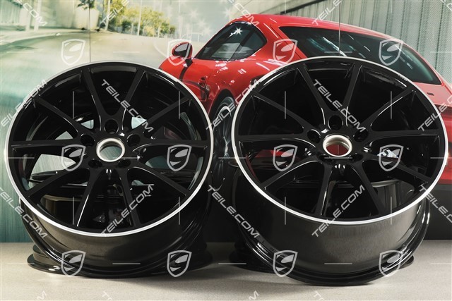 20-inch Cayenne COUPE Design wheel rim set, 10,5J x 20 ET55 + 9J x 20 ET50, black high gloss