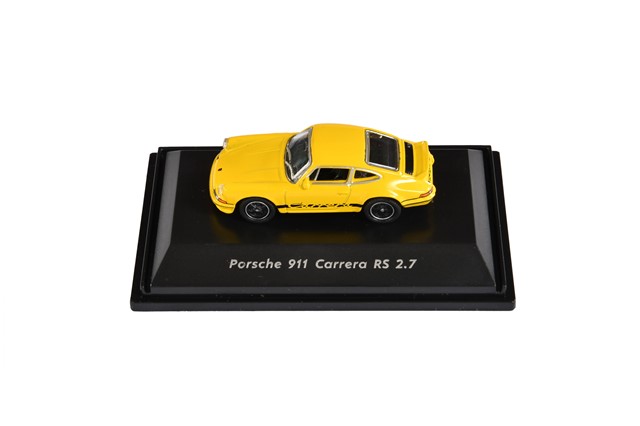 Porsche 911 Carrera RS 2.7, żółty/czarny, Welly, skala 1:87