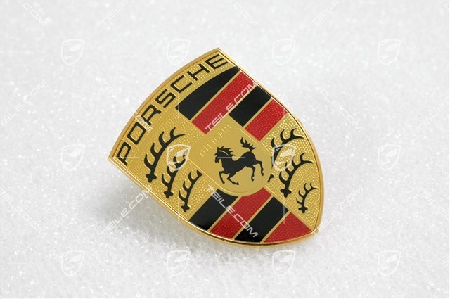 Lid emblem, front, crest Porsche