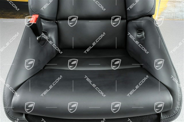 Bucket seat, collapsible, heating, leather Black with Porsche crest, left seat, L