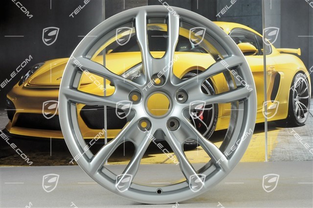 19-inch Boxster S III wheel set, 8J x 19 x ET 57 + 9,5J x 19 x ET 45, wheel spokes in rhodium silver metallic