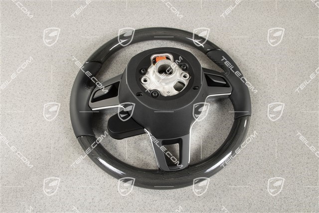 Multifunction steering wheel, Leather/Carbon, Heated, Black
