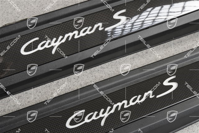 Sill cover inner / Scuff plates, with ilumination, Carbon, "Cayman S", set, L+R