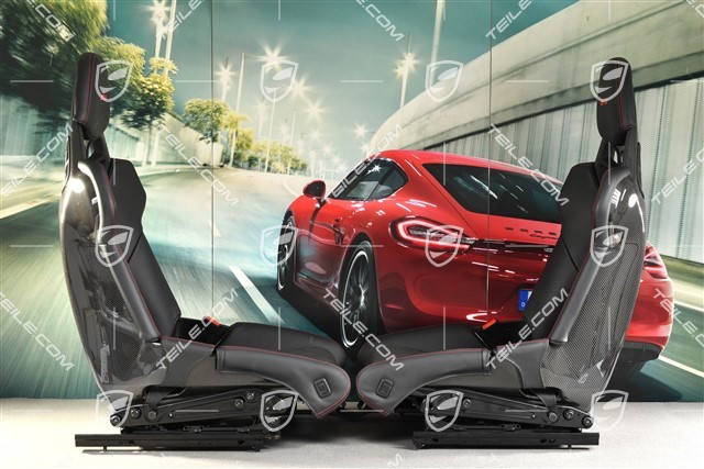 Carbon full bucket seats, leather+Race-Tex, black/red, GT3 logo, L+R