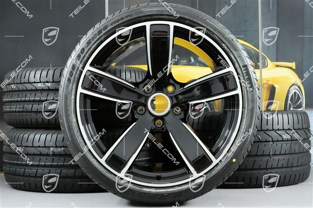 20-inch summer wheels set Carrera Sport, rims 8,5J x 20 ET49 + 11,5J x 20 ET56 + NEW summer tyres 245/35 R20 + 305/30 R20, black high gloss