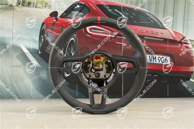 Sports Steering wheel GT, Alcantara, black/guards red, 12 o'clock marking Red