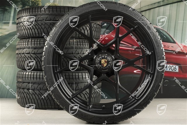 20-inch Winter wheel set for GT4RS and Spyder, rims 8J x 20 ET57 + 10J x 20 ET45, Michelin winter tires 235/35 R20 + 275/30 R20, black (satin matt), with TPMS