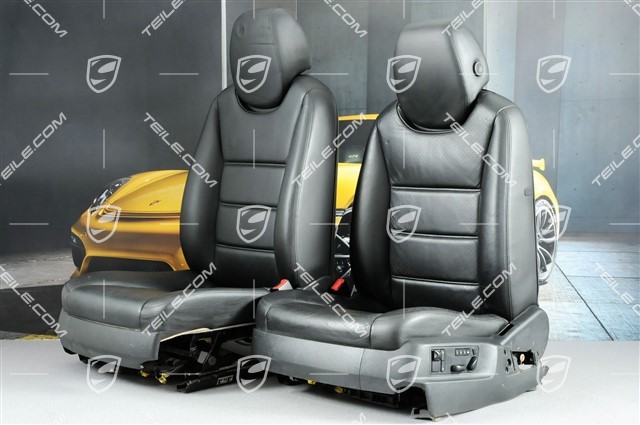 Seats, elect. adjustment, memory, lumbar, leather, black, set (L+R)