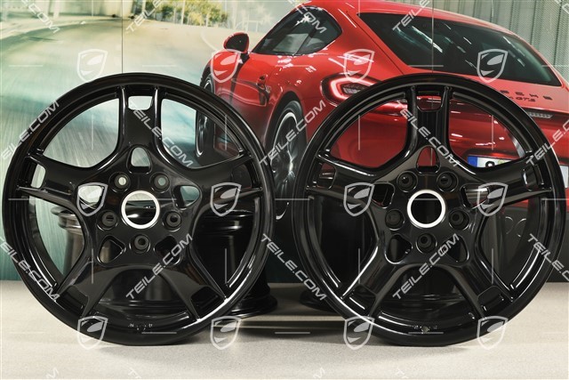 19-inch Carrera S wheel set, 8J x 19 ET57 + 11J x 19 ET51, black high gloss