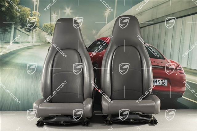 Seats, el. adjustable, leather, Grey, set (L+R)