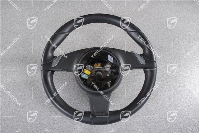 Basic steering wheel, smooth leather, PDK, black