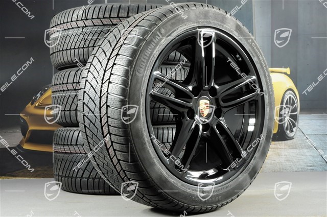 19-inch TURBO winter wheel set, wheels 9J x 19 ET 60 + 10J x 19 ET61 + NEW tyres Continental 255/45 R19+285/40 R19, black high gloss, with TPM