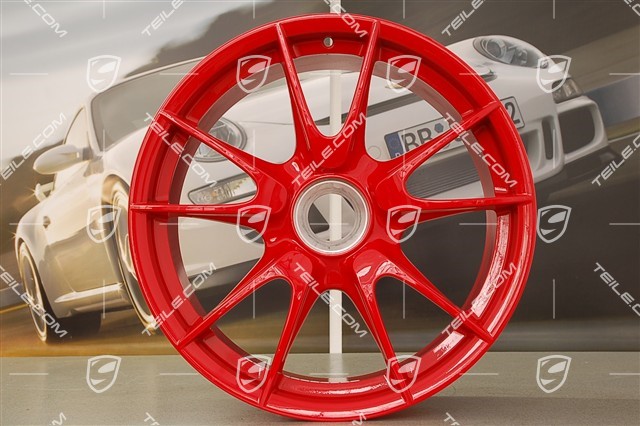 19-inch GT3 II RS 4.0 / GT2 RS wheel set, Guards Red, front 9J x 19 ET47+ rear 12J x 19 ET48