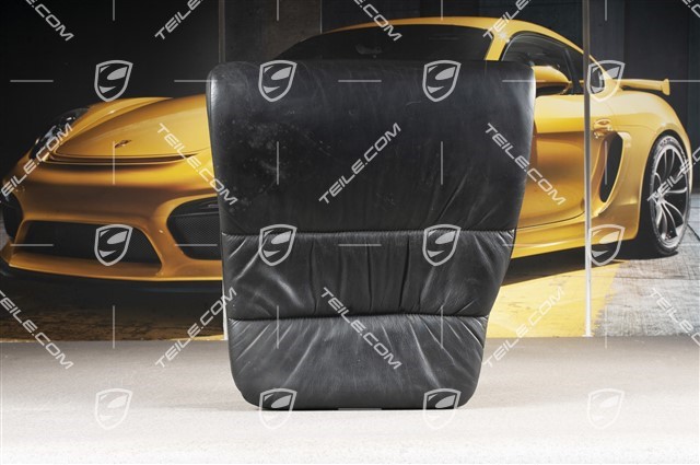 Back seat lower / cushion, Cabrio, draped leather, black, R