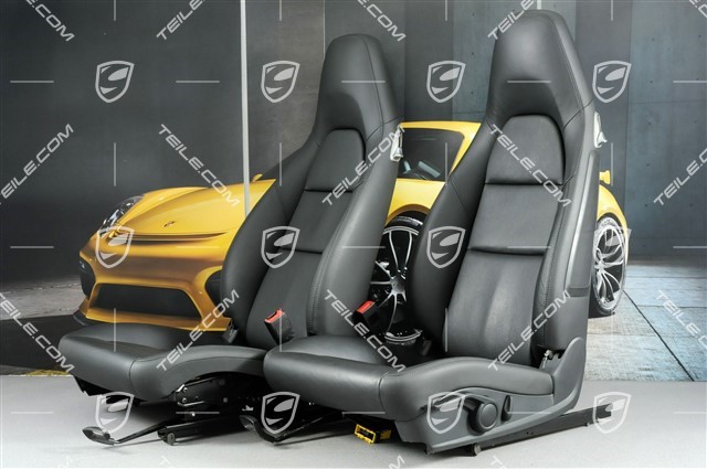 Seats, manual adjustment, heated, leather/leatherette, black, set (L+R)