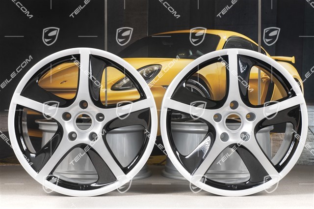 20-inch Cayenne SportTechno wheel set, 9J x 20 ET 60, silver + black high gloss