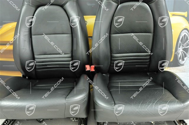 Seats, el adjustable, heating, leather, Black, set (L+R)