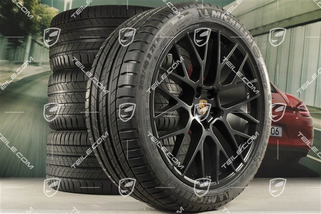 21" RS Spyder Design summer wheel set, wheel rims 9,5J x 21 ET27 + 10J x 21 ET19 + Michelin summer tyres 265/40 R21 + 295/35 R21, Black satin mat, with TPM