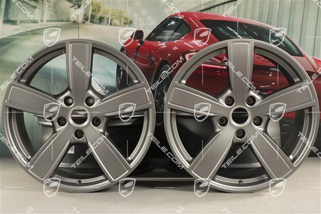 20-inch wheel rim set, Cayenne Sport Classic Comfort, 9J x 20 ET50 + 10,5J x 20 ET55, Platinum satin-matt