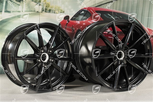 20+21-inch wheel rim set Carrera S, rims: front 8,5Jx20 ET53+ rear 11J x 21 ET66 in black high gloss