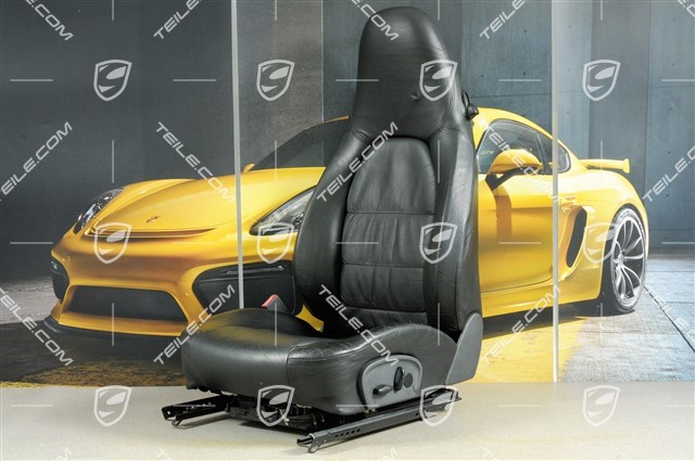 Seat, el adjustable, leather, Black, Draped, Porsche crest, L