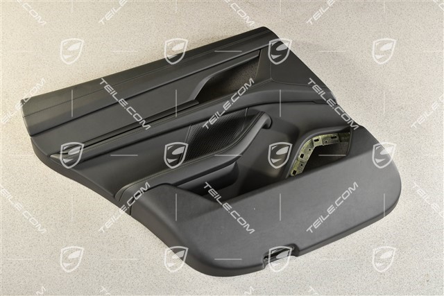 Rear door card trim panel, Leather Black, L