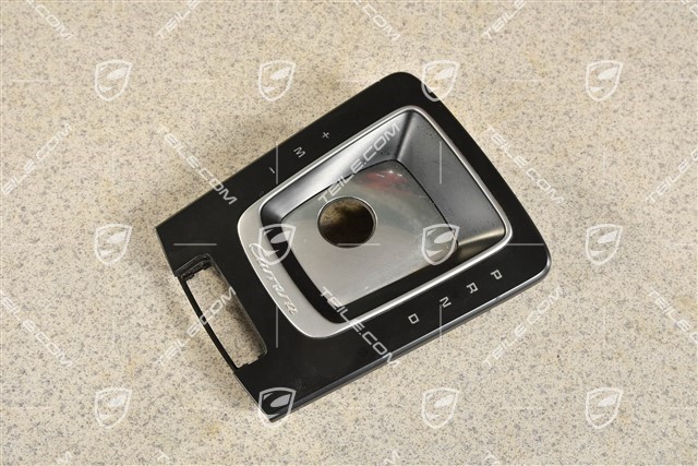 Carrera, Decorative molding / cover, gear shift lever, PDK, Black / Galvano silver