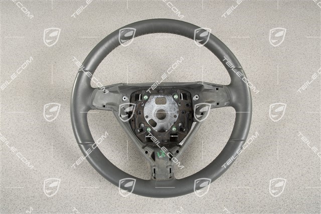 3-spoke steering wheel, Stone grey, leather