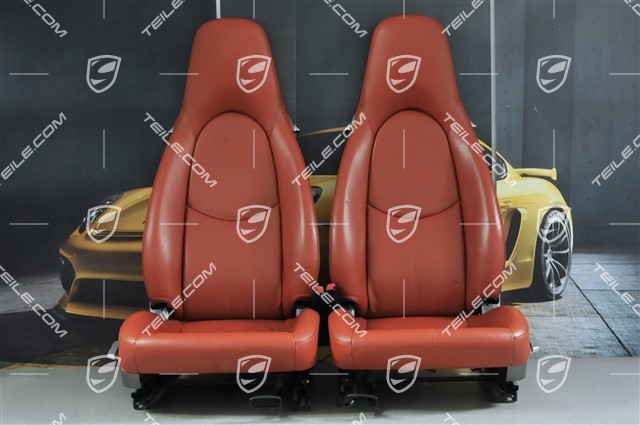 Seats, manual adjustable, leather, Terracotta, set (L+R)