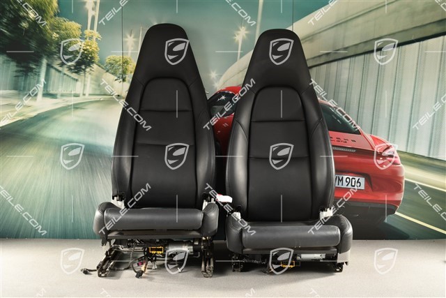 Seats, el. adjustable, 14-way, heating, lumbar, leather, black, set, L+R