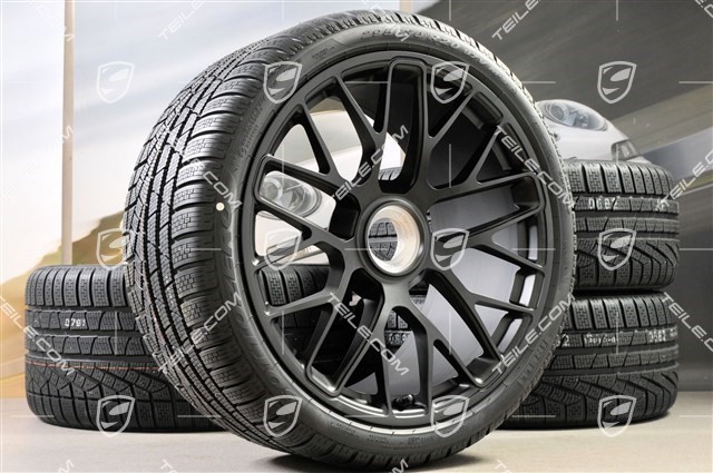 20" Turbo S central locking winter wheel set for Turbo S, wheels 8,5J x 20 ET51 + 11J x 20 ET59 + Pirelli Sottozero II winter wheels 245/35 R20+295/30 R20, TPMS, black satin mat