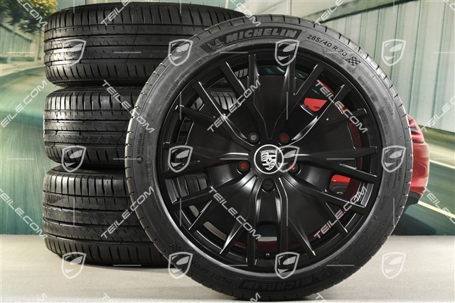 20" koła letnie Turbo S Aero Design, komplet, felgi 9J x 20 ET54 + 11J x 20 ET60, opony letnie Michelin 245/45 R20 + 285/40 R20, czarny satynowy mat,