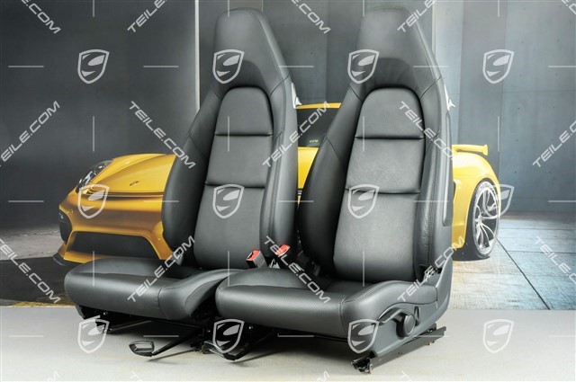 Seats, manual adjustment, heated, leatherette, black, set (L+R)