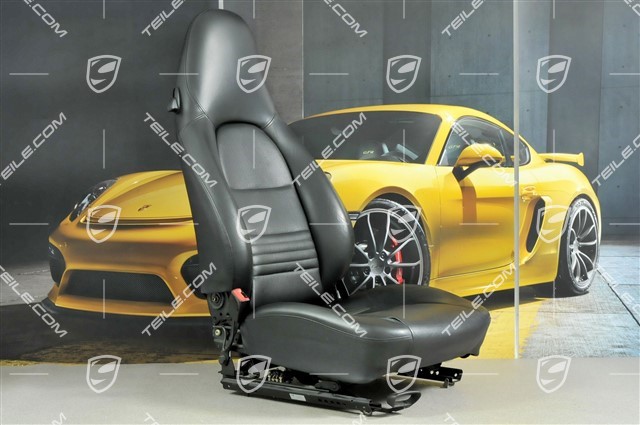Seat, manual adjustable, leather/Leatherette, Black, L