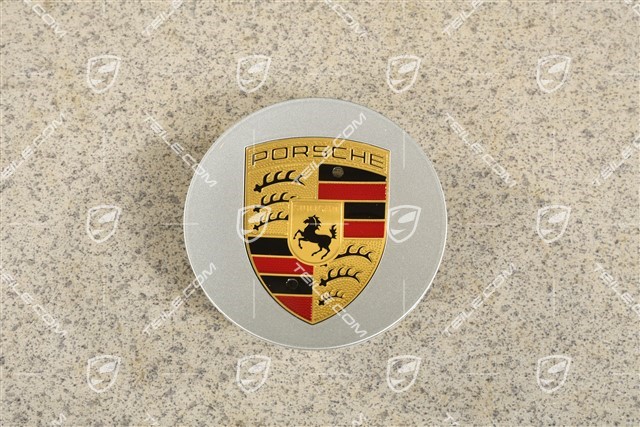Center cap, concave, coloured Porsche crest