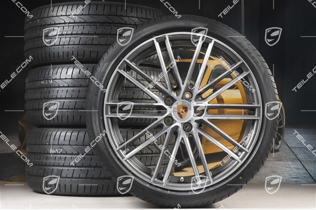 22-inch Cayenne Coupé Turbo IV summer wheel set, rims 10J x 22 ET48 + 11,5J x 22 ET52 + NEW Pirelli P Zero summer tyres 285/35 R22 + 315/30 R22, with TPMS