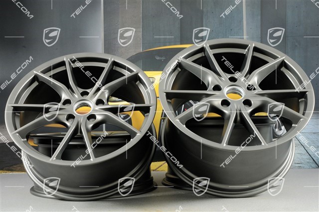 20-inch wheel rim set Carrera S IV, 8,5J x 20 ET49 + 11J x 20 ET78, for winter wheels, C2/C2S, Platinum satin-mat