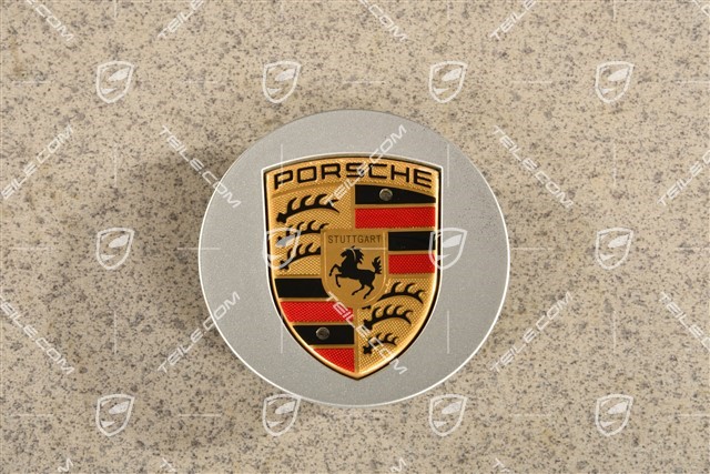 Center cap, big coloured Porsche crest