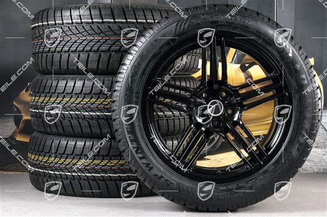 19-inch "Macan Design" winter wheels set, rims 8J x 19 ET21 + 9J x 19 ET21 + NEW Dunlop winter tyres 235/55 R 19 + 255/50 R 19, with TPMS, black high gloss