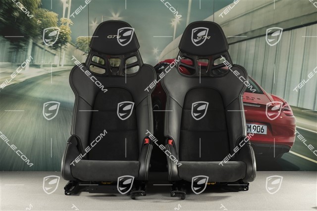 Bucket seats, Carbon, leather+Alcantara, black, seam in Silver, logo GT4, set, L+R