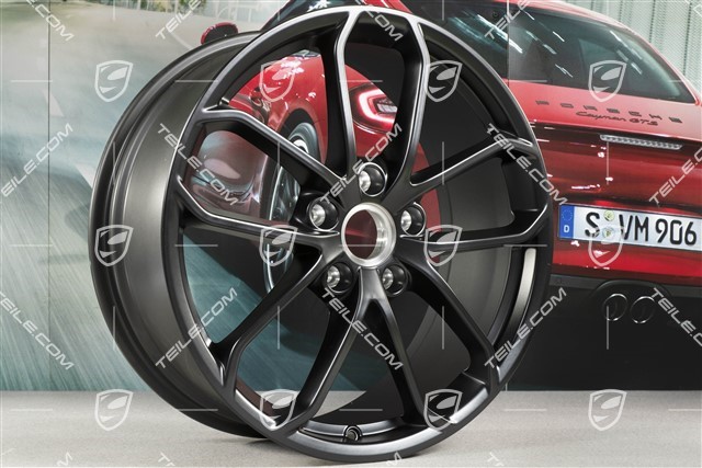 20-inch wheel rim set 718 Cayman GT4, wheel rims 8,5J x 20 ET61 + 11J x 20 ET50, black satin matt