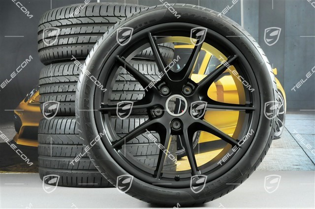 20-inch Carrera S III summer wheel set, 8,5J x 20 ET51 + 11J x 20 ET52 + NEW summer tyres 245/35 ZR20 + 305/30 ZR20, with TPMS, black sidematt