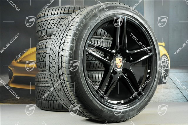 19-inch winter wheels set Carrera, rims 8,5J x 19 ET50 + 11J x 19 ET56 + NEW Continental WinterContact TS 830P winter tyres 235/40 R19 + 295/35 R19, not for vehicles with PCCB +not for vehicles with rear-axle steering, black high gloss