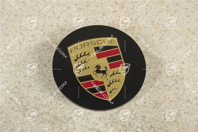Center cap, concave,  coloured crest, black satin mat