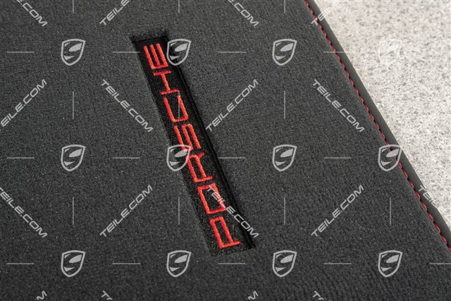 Floor mat set, front (L+R), Black/Carmine Red